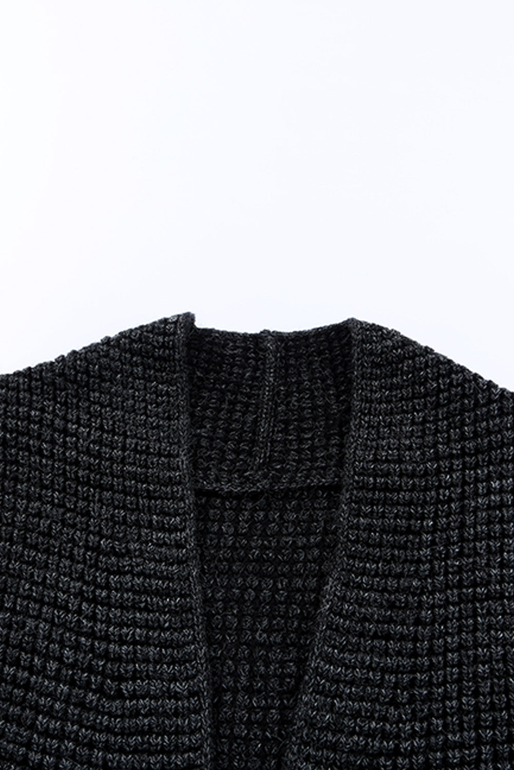 Schwarz karierter strickcardigan mit offener vorderseite