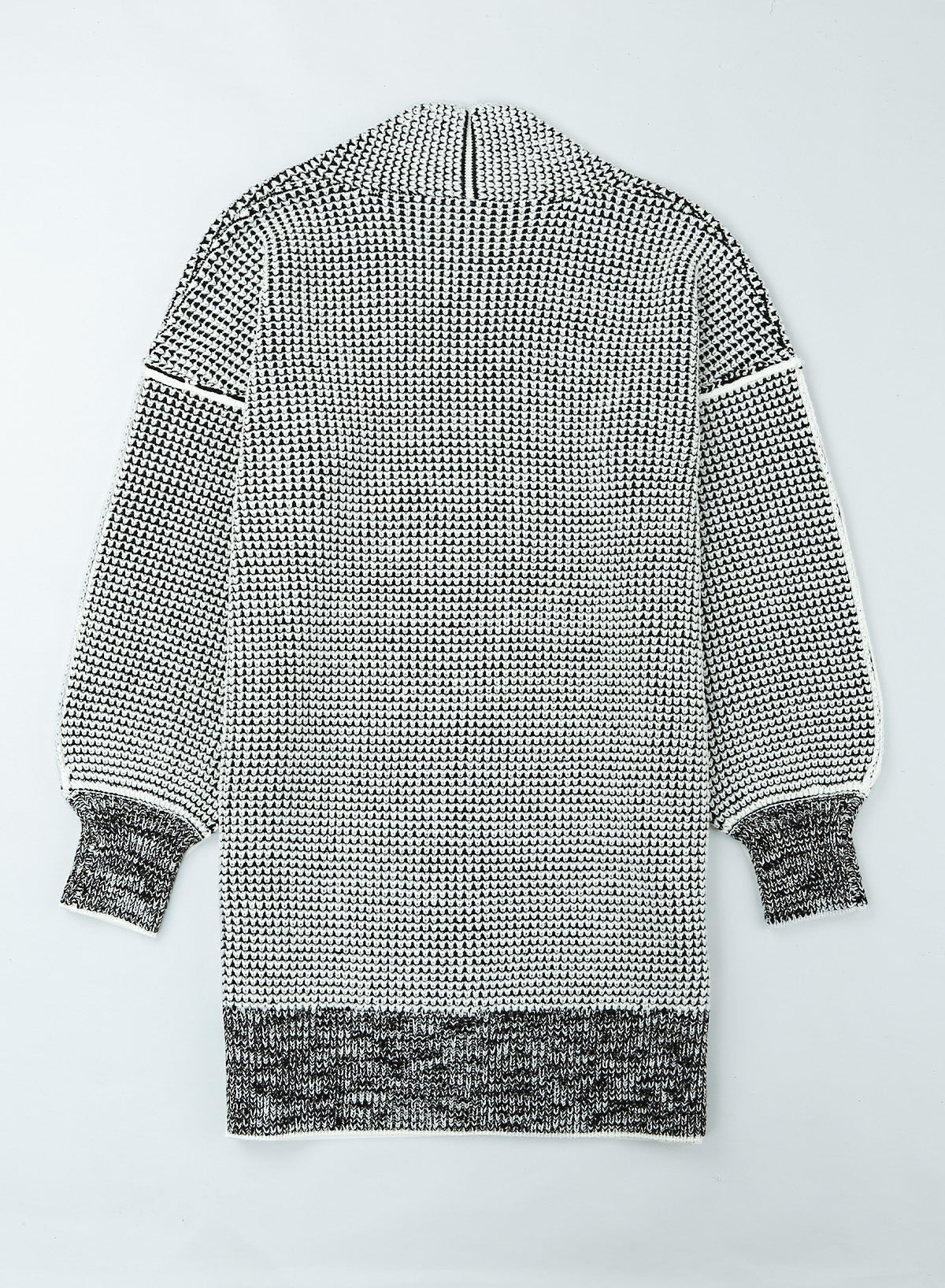 Graue karierte strickjacke mit offener vorderseite