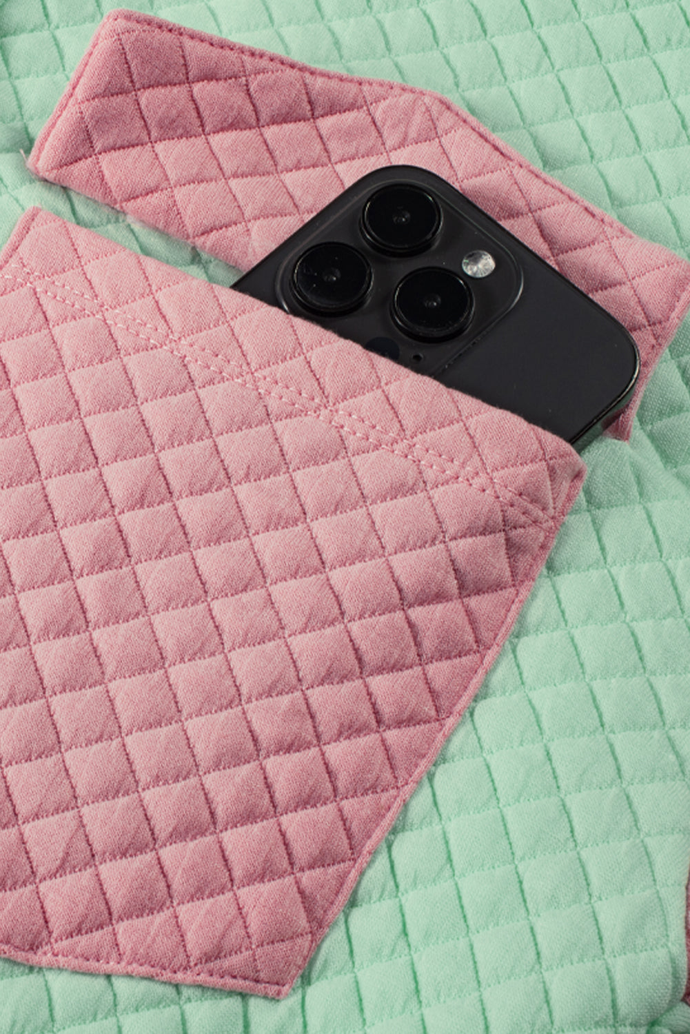 Grüne farbe block patchwork klappe tasche gesteppt jacke
