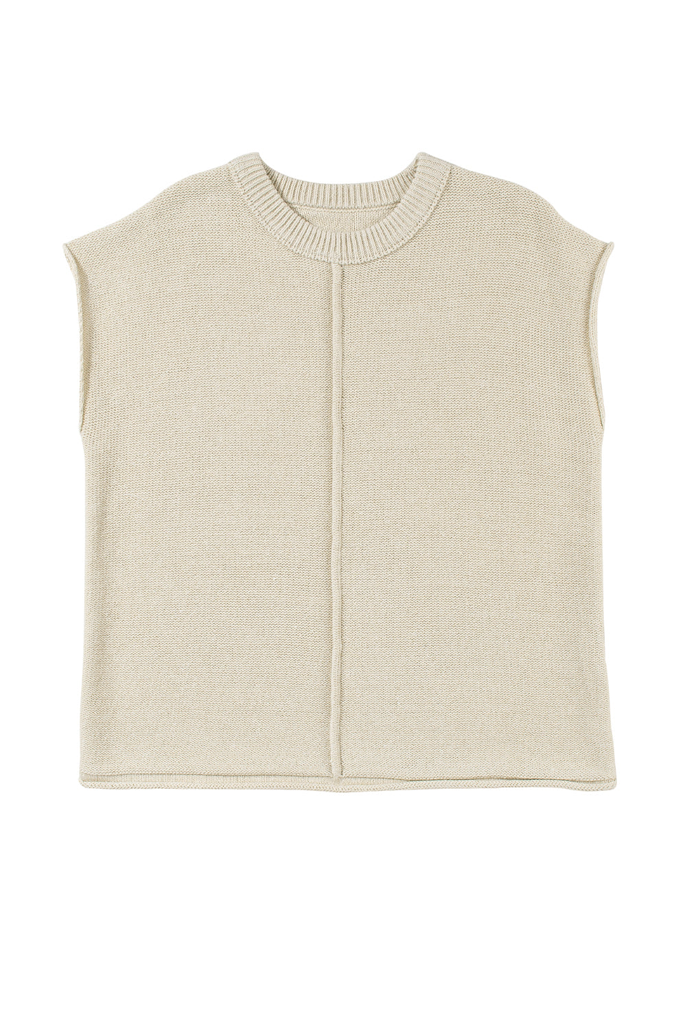 Haferflockenfarbener pullover mit gestrickten ärmeln