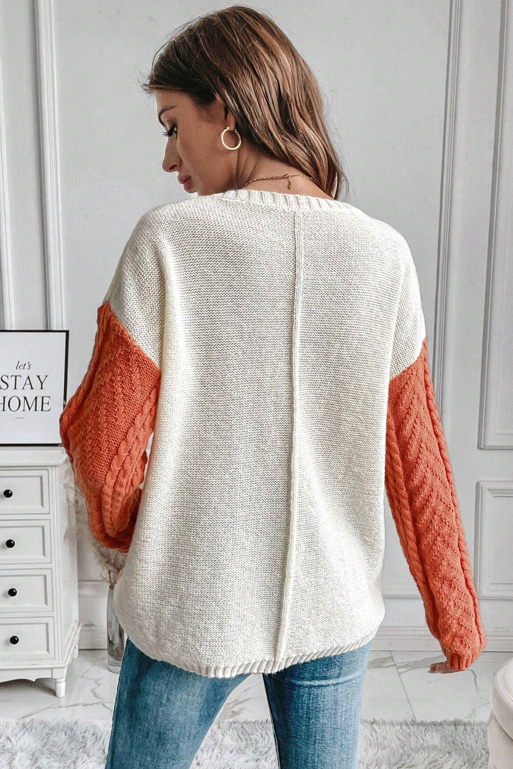 Gold flame colorblock pullover mit aufgesetzten taschen und schultertaschen