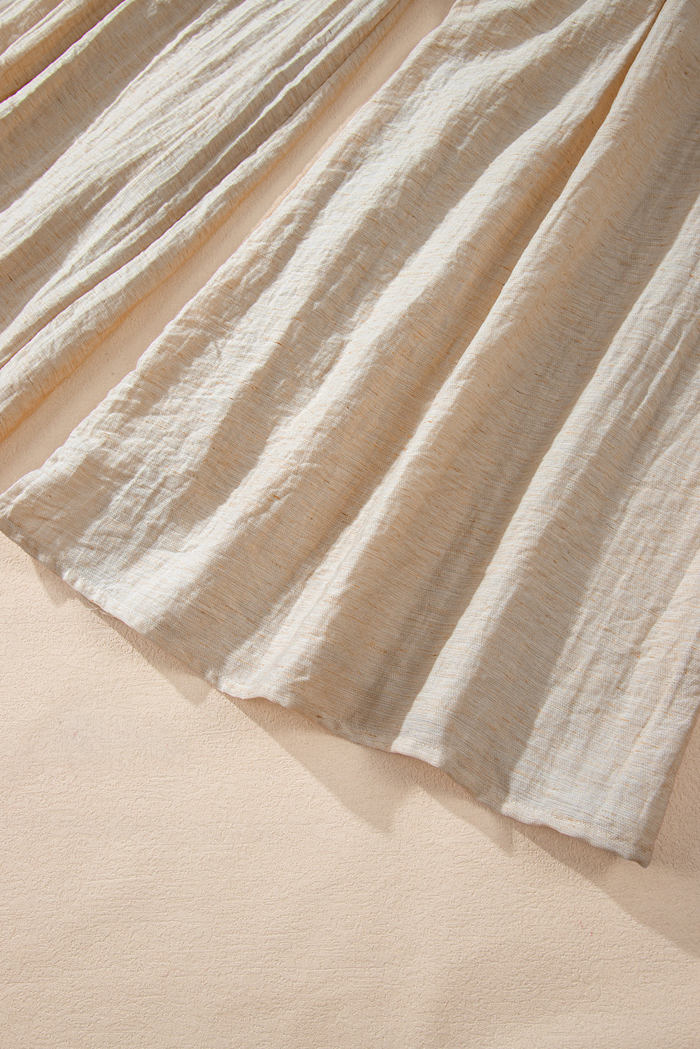 Beige kordelzug taille plissiert weites bein freizeithose