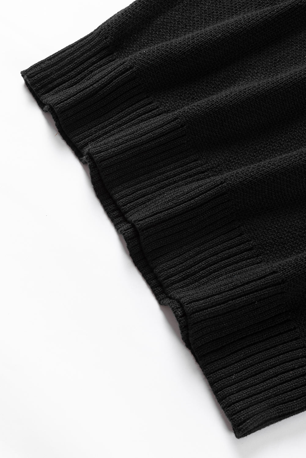 Schwarzer quarter zip pullover mit kurzen fledermausärmeln