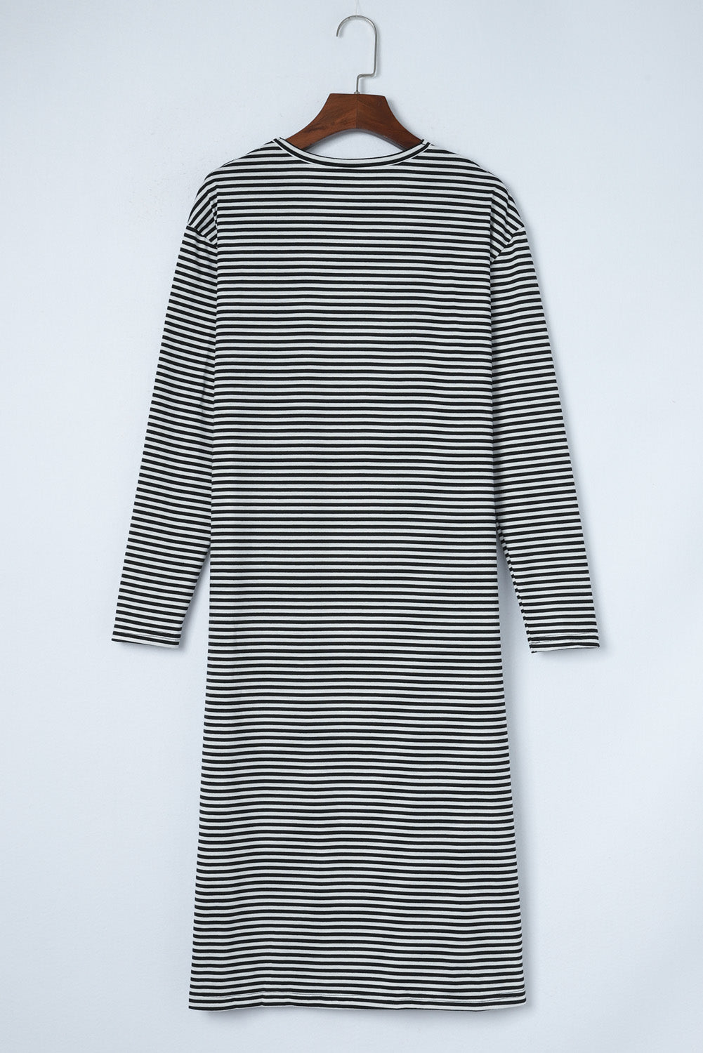 Gestreifte lange strickjacke mit offener vorderseite