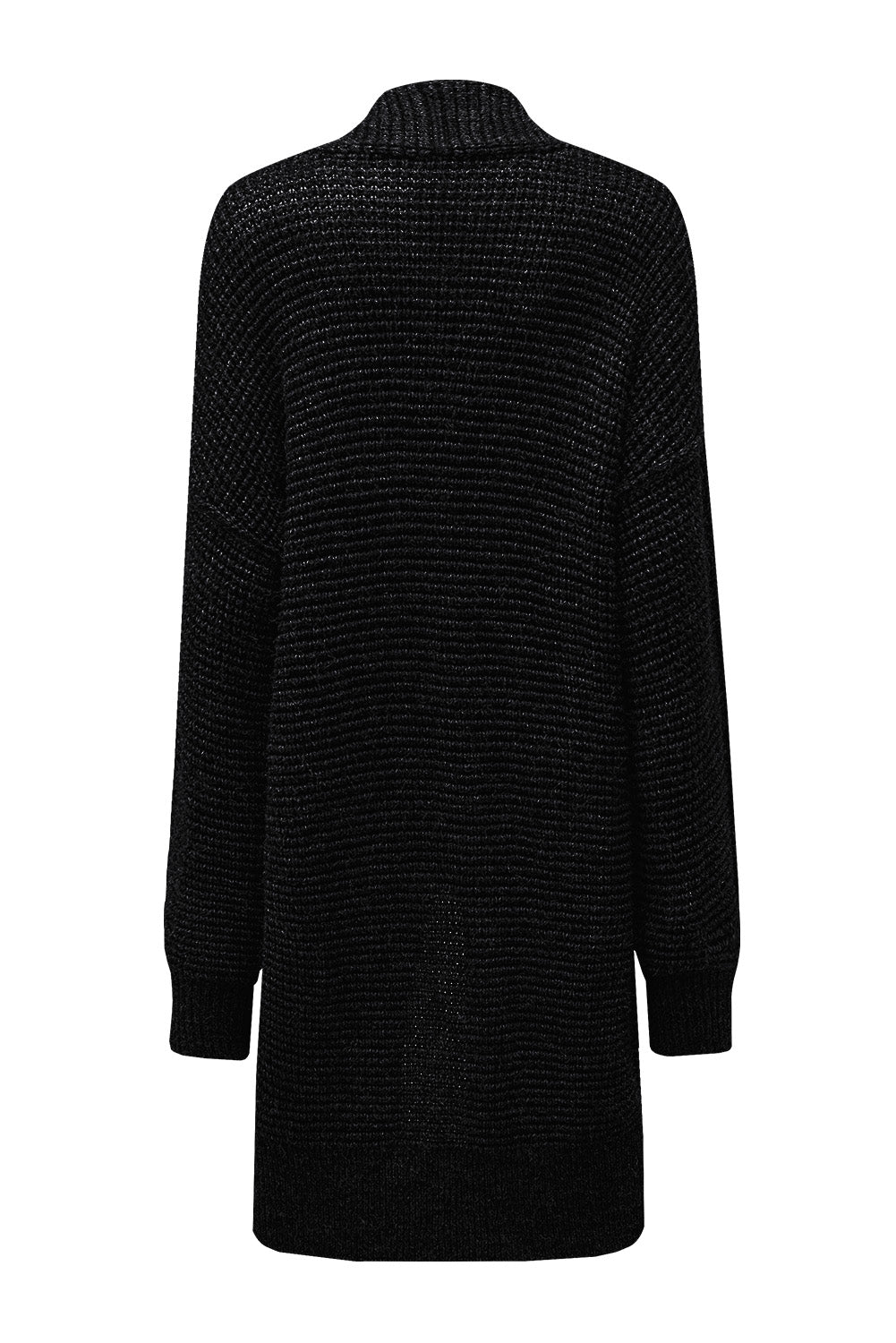 Schwarz karierter strickcardigan mit offener vorderseite