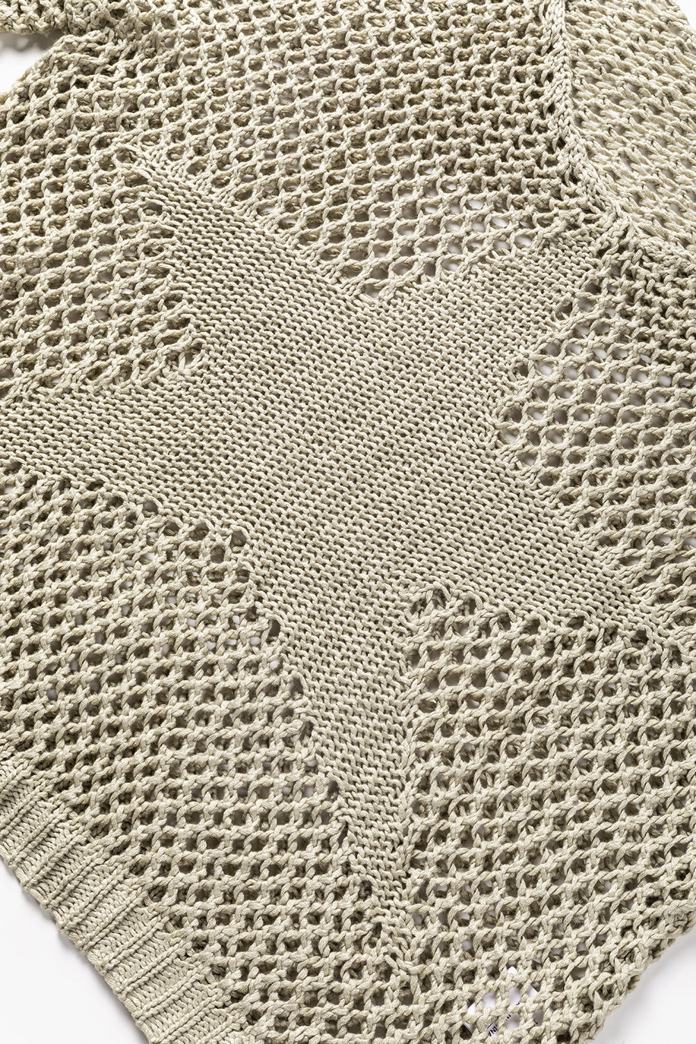 Light french beige star pointelle knit baggy sweater