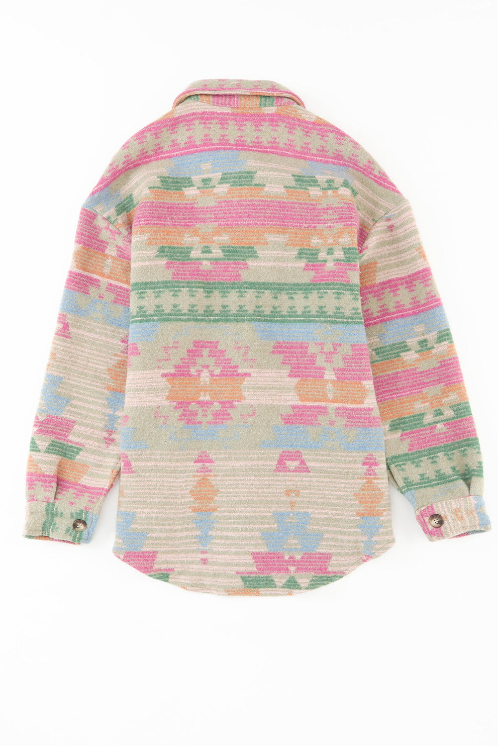 Mehrfarbige western aztec print knopfleiste tasche shacket