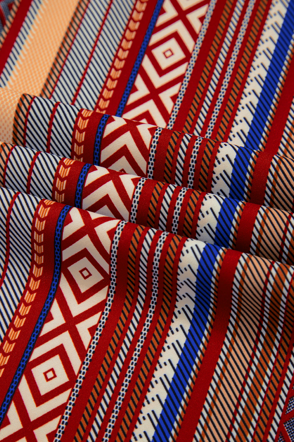Rote boho ethnostreifen print krawatte taille weites bein hose