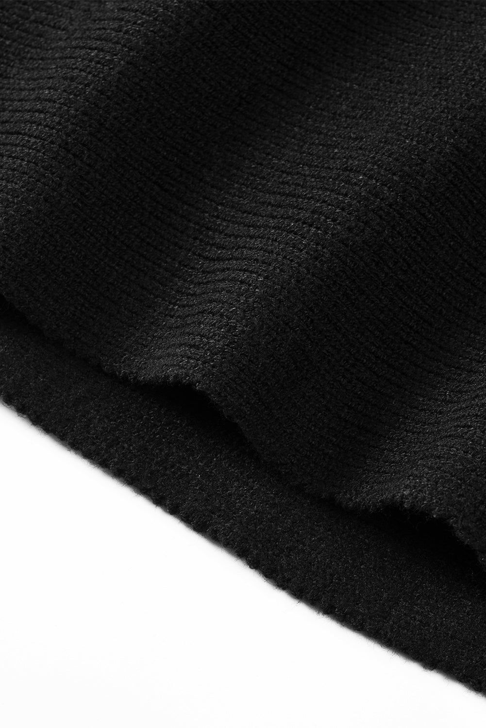 Schwarzer gestreifter langarm-strickpullover