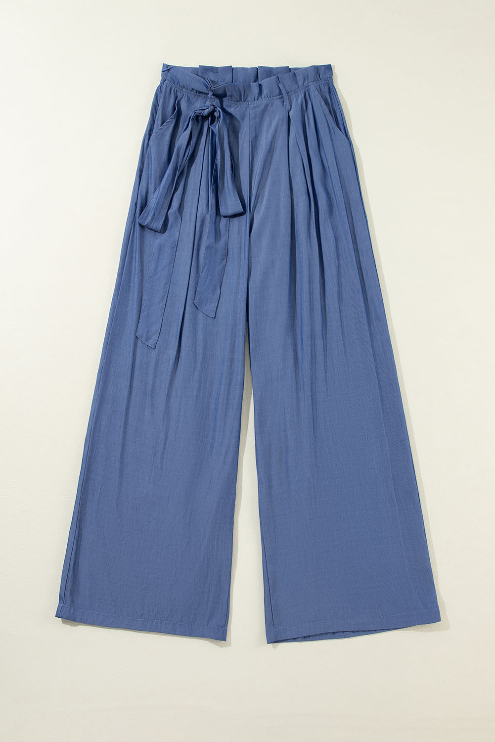 Wild wind belted frilly taille wide leg loose pants