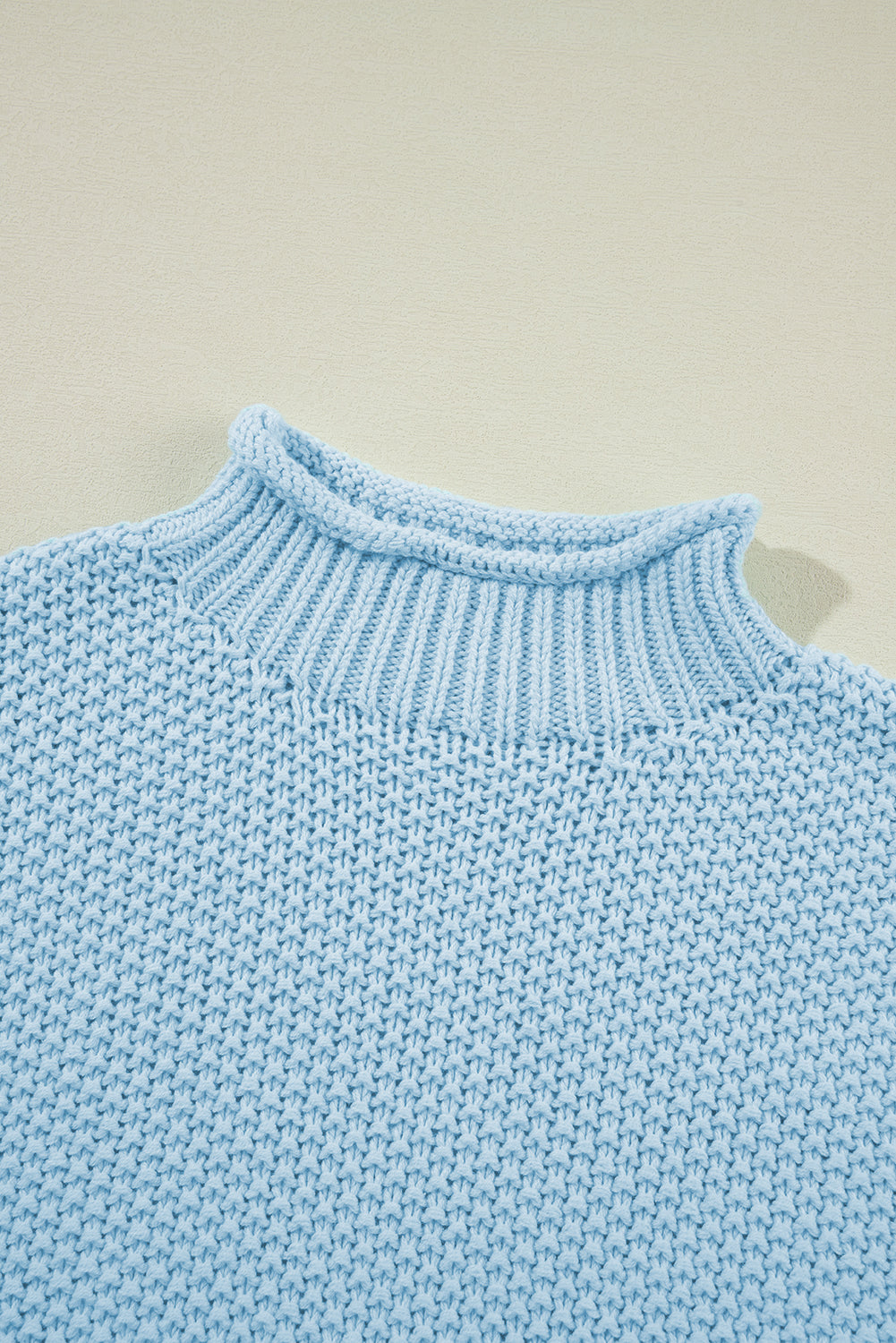 Island blau hochgeschlossener fledermaus-kurzarmpullover