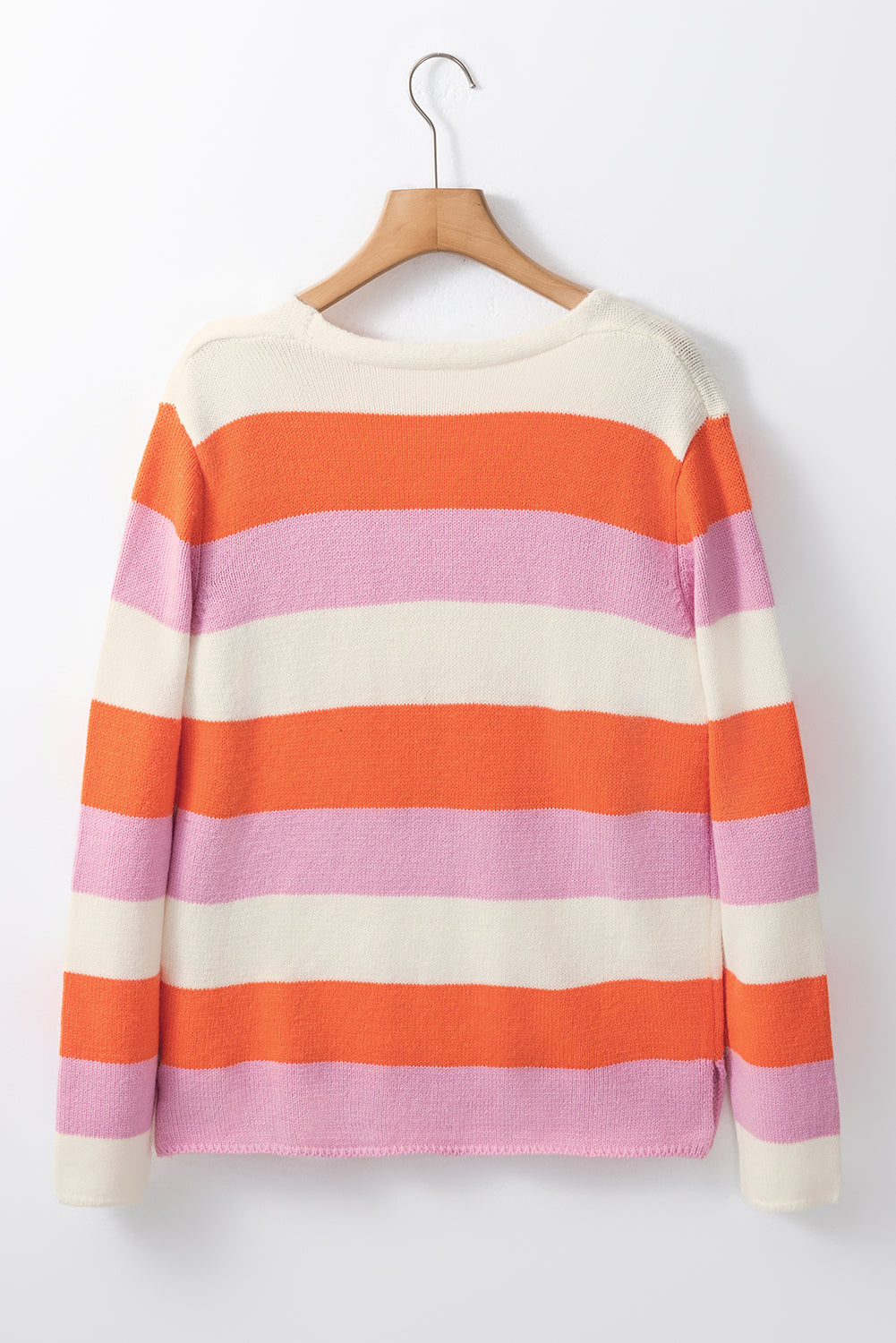 Orange gestreifter colorblock v-ausschnitt freizeitpullover