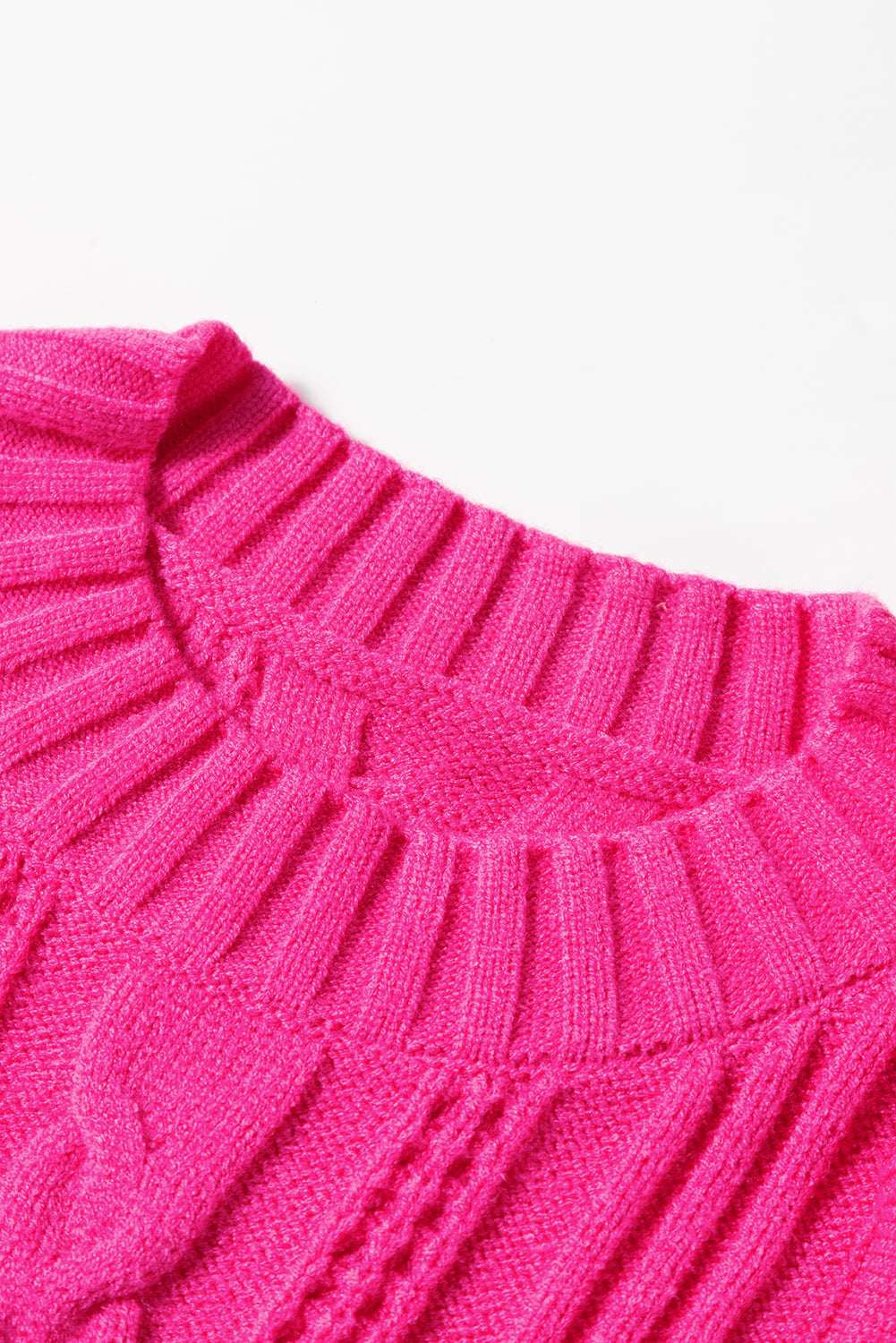 Erdbeerrosa strukturierter strick mit gerafftem halsausschnitt pullover tank