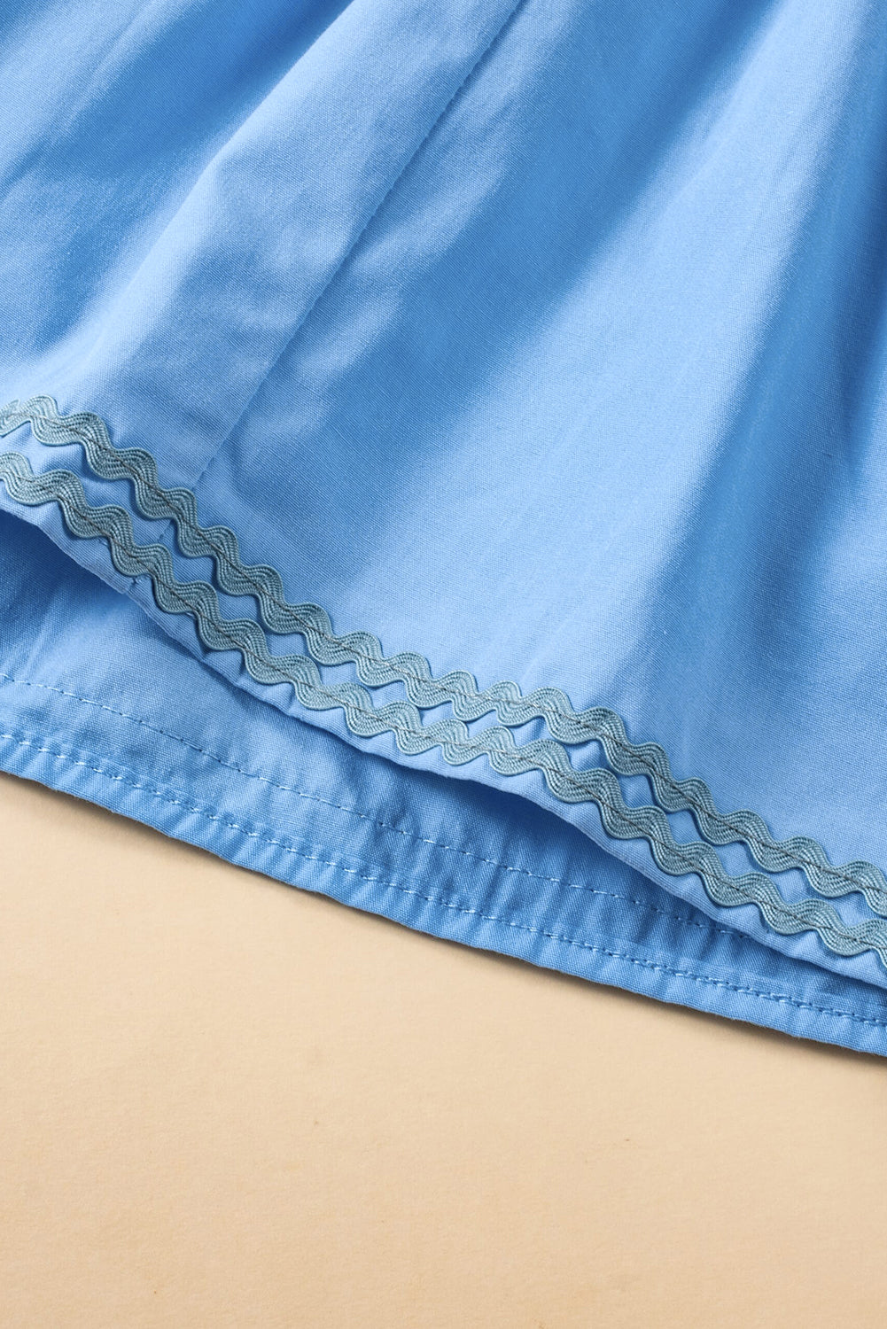 Beau blue ric rac colorblock flutter sleeve v neck tiered dress