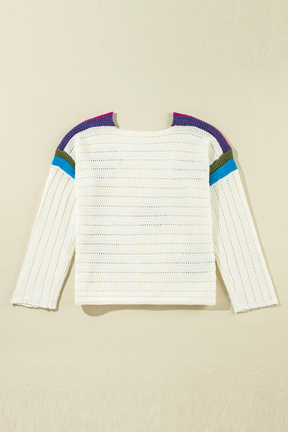 Weißer gänseblümchen-pointelle-strickpullover