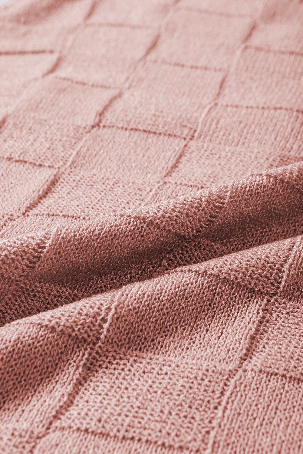 Kurzarmpullover mit gitterstruktur in staubigem rosa
