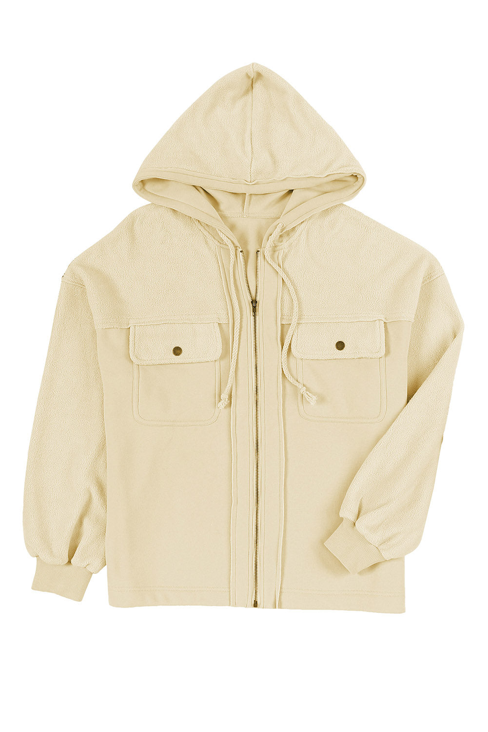 Apricot klappentasche kapuze mit kordelzug zip up jacke
