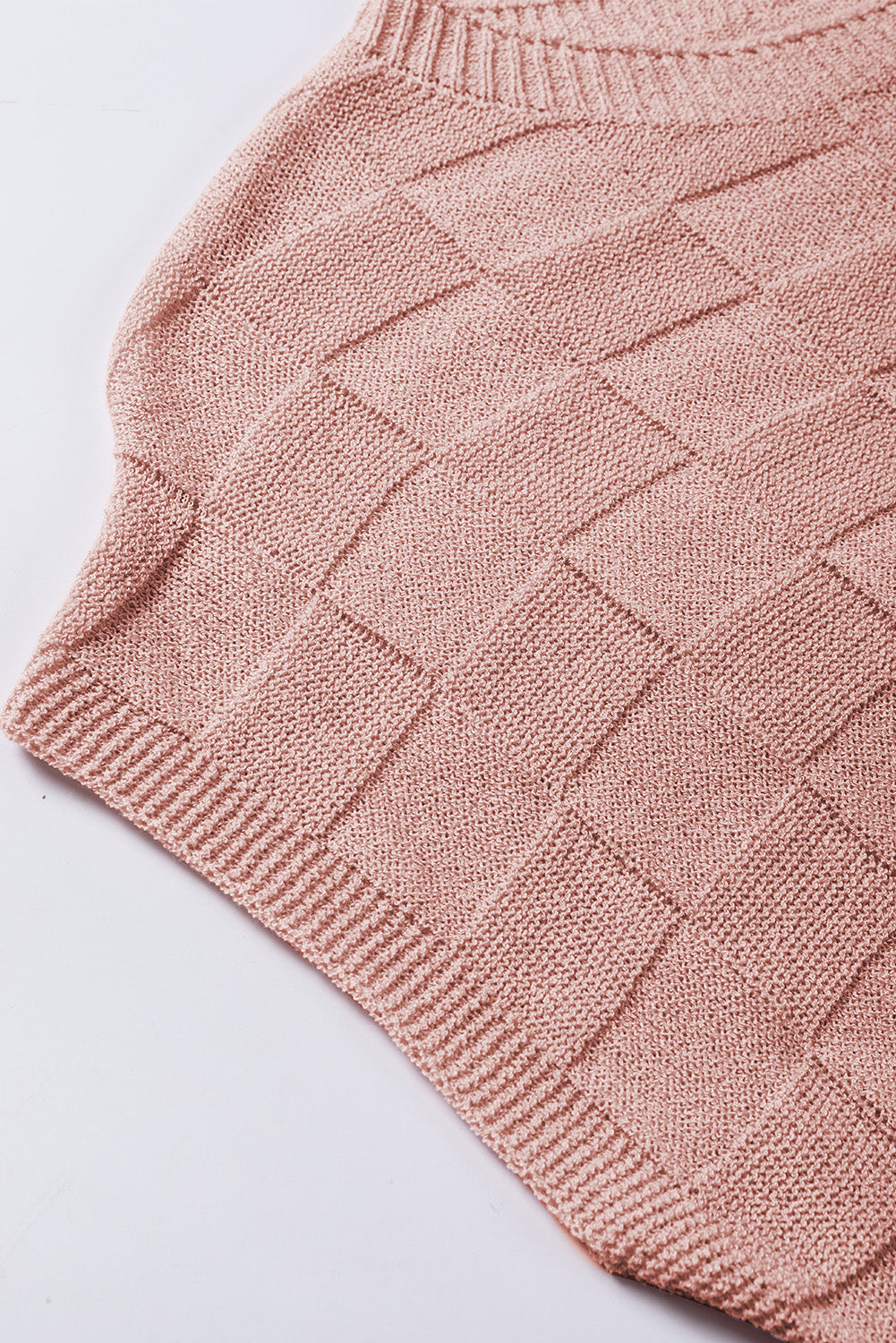 Kurzarmpullover mit gitterstruktur in staubigem rosa