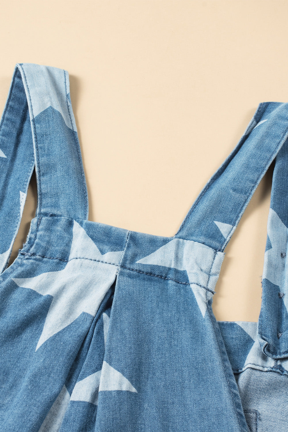 Star print geknöpftes band falte weites bein denim overall