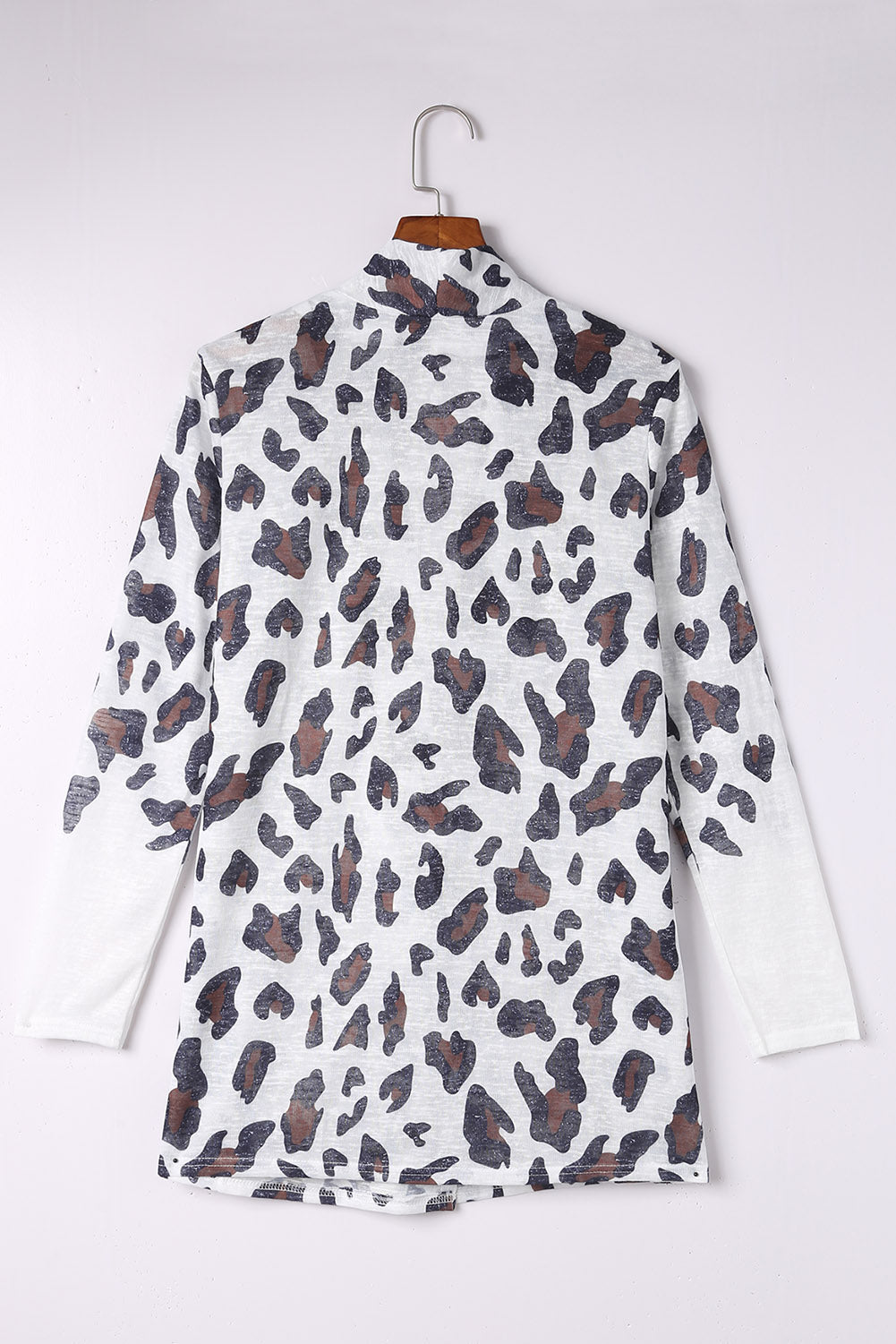 Weiße vintage leopard print offene strickjacke