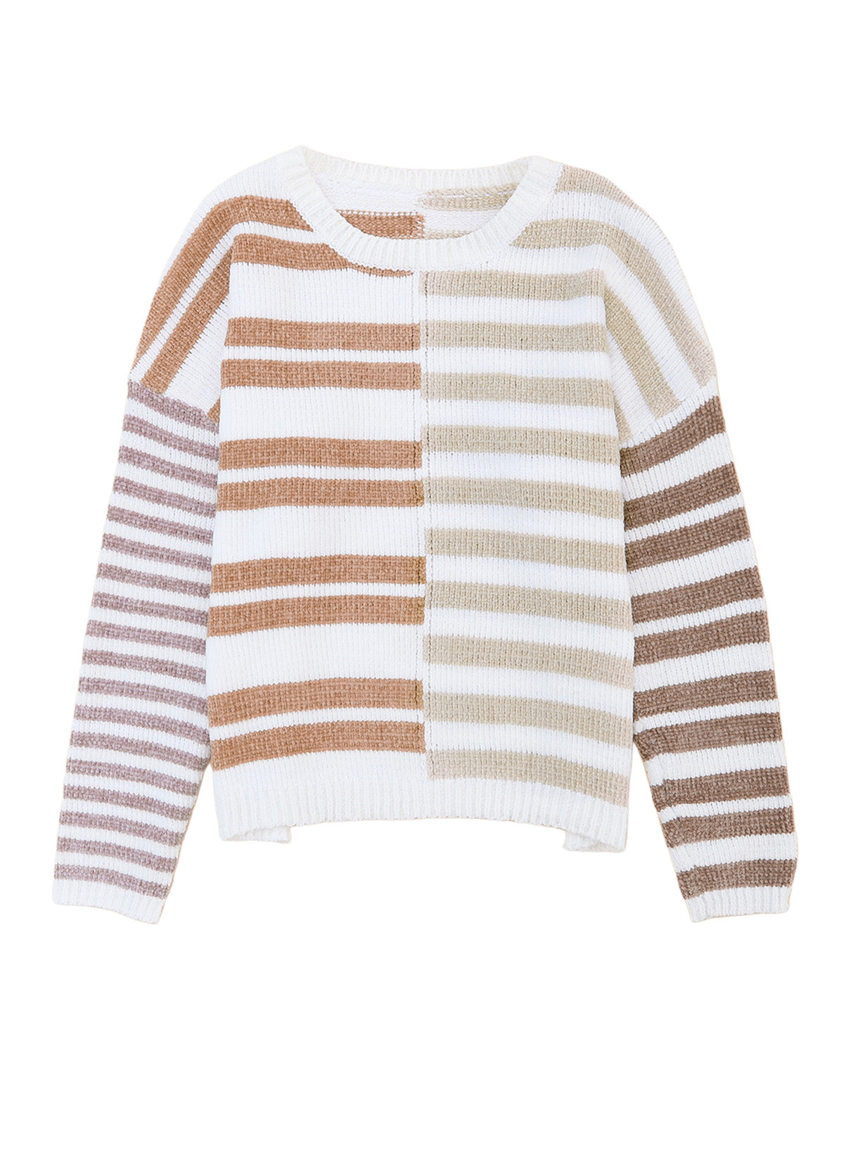 Schlabberpullover mit gestreiften schultern