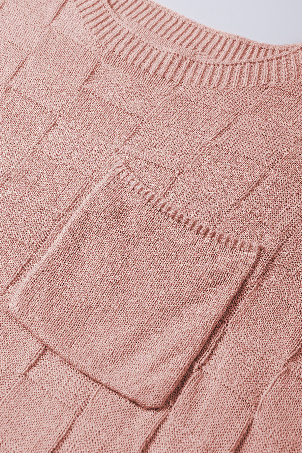 Kurzarmpullover mit gitterstruktur in staubigem rosa