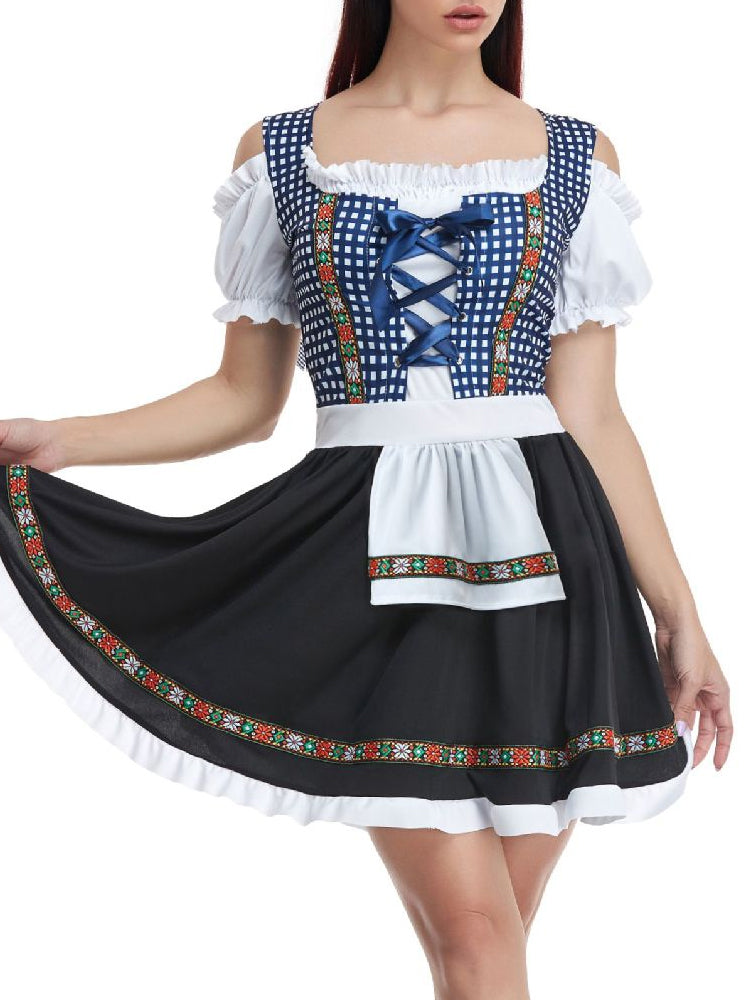 Tenley | dirndl kleid mit karomieder und sticksaum für frauen