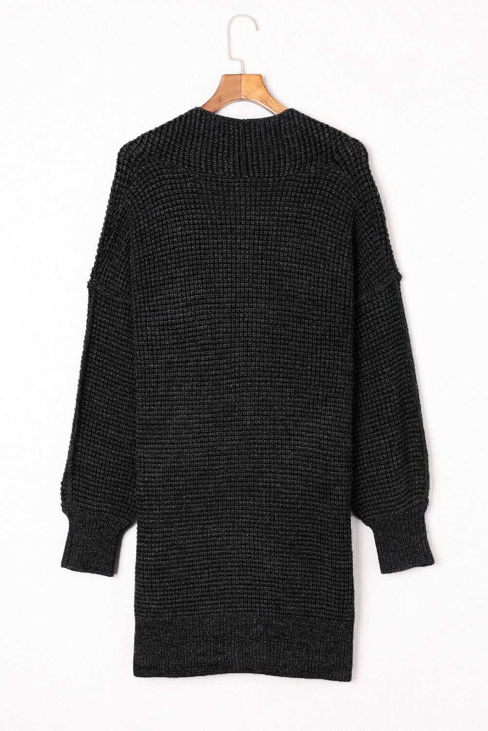 Schwarz karierter strickcardigan mit offener vorderseite