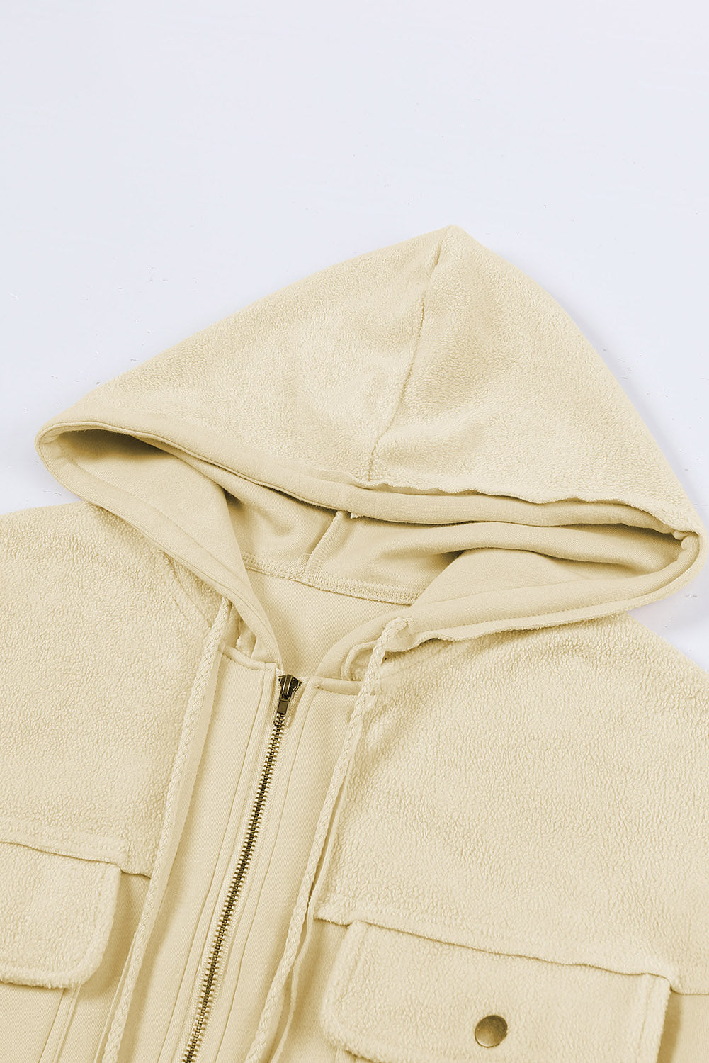 Apricot klappentasche kapuze mit kordelzug zip up jacke