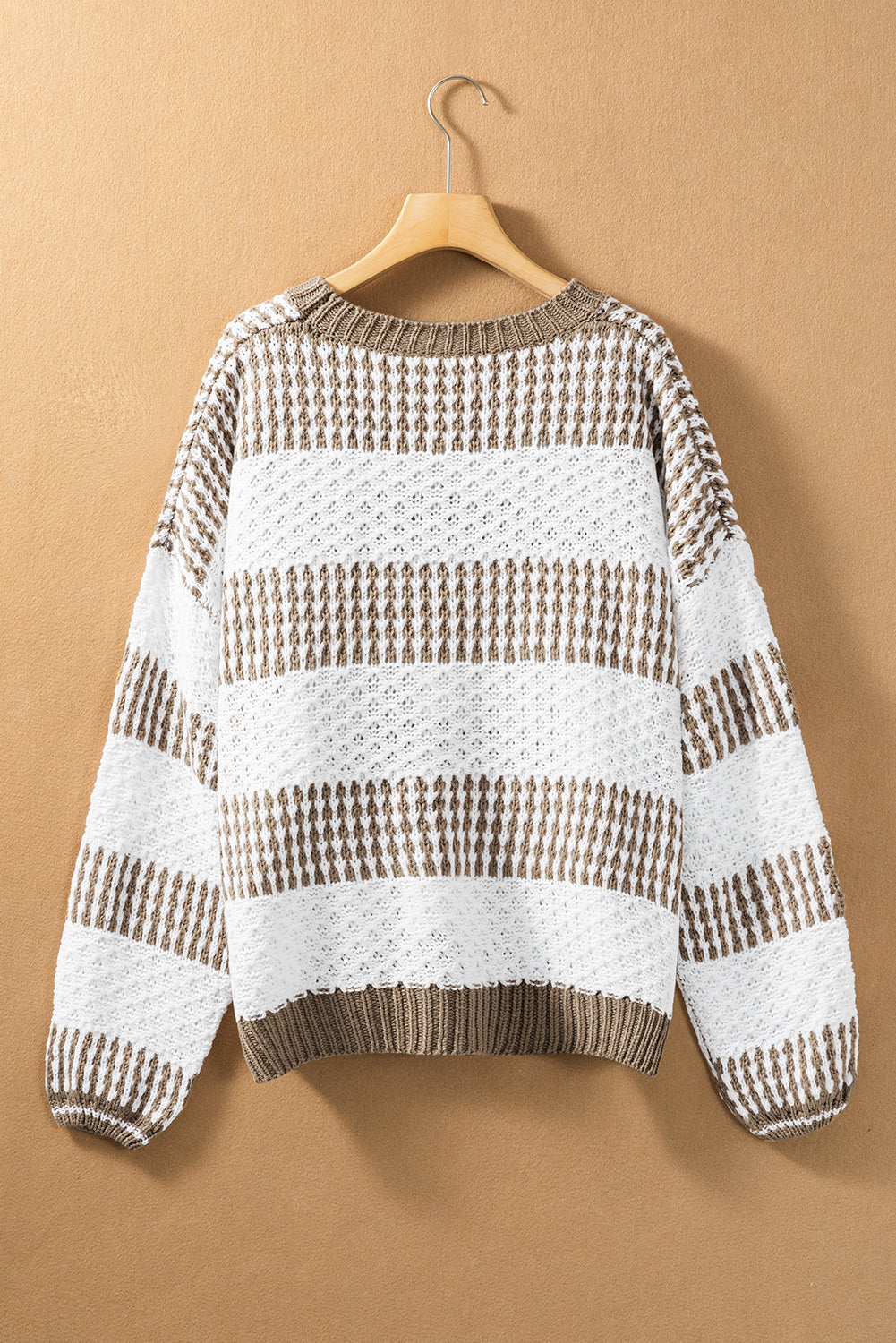 Multicolour vertikale streifen zwei töne drop shoulder pullover