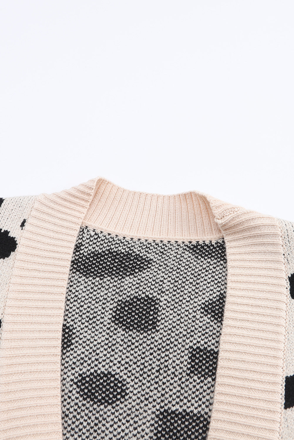 Leopardentier fleckenmuster strickjacke mit offener vorderseite