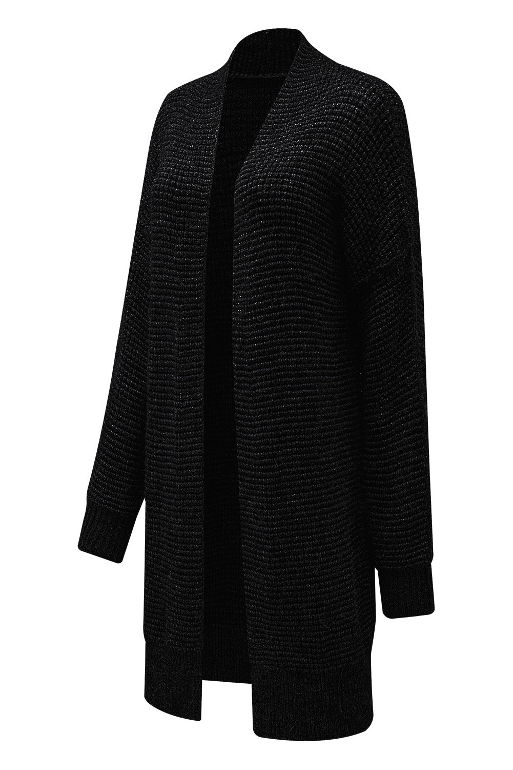 Schwarz karierter strickcardigan mit offener vorderseite