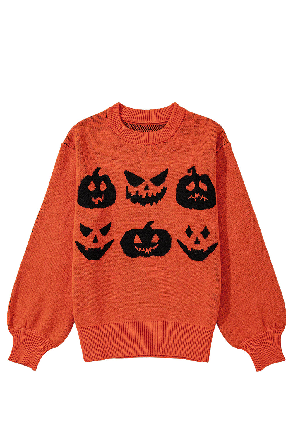 Orange halloween kürbis gesicht muster drop shoulder pullover