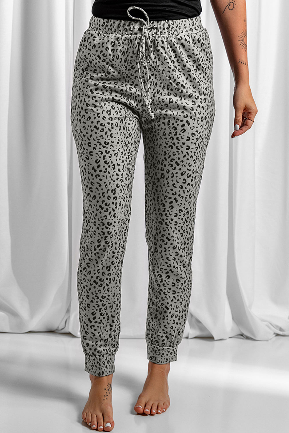 Khaki breezy leopard jogginghose