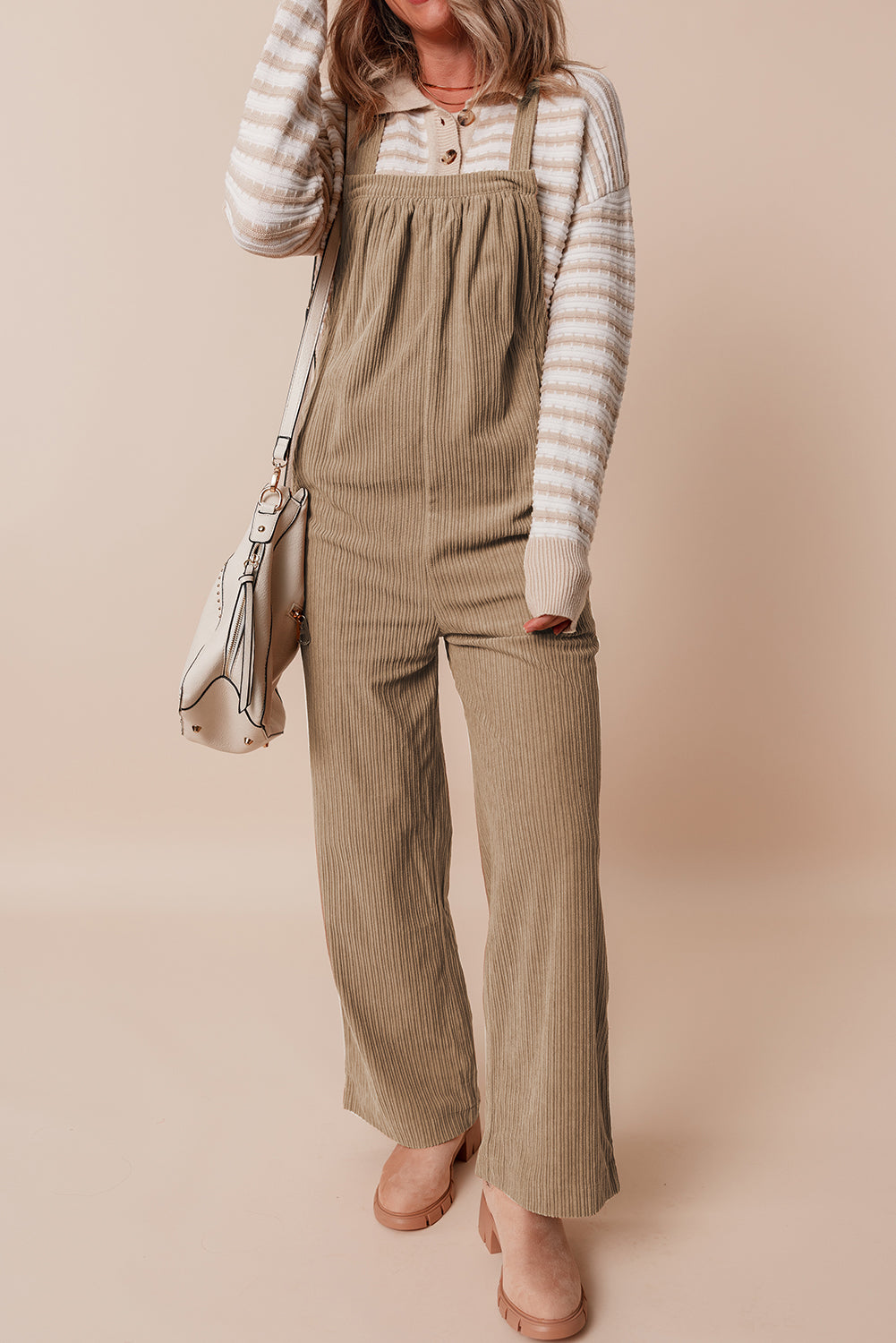 Grauer morn solid pocketed loose fit cord overall