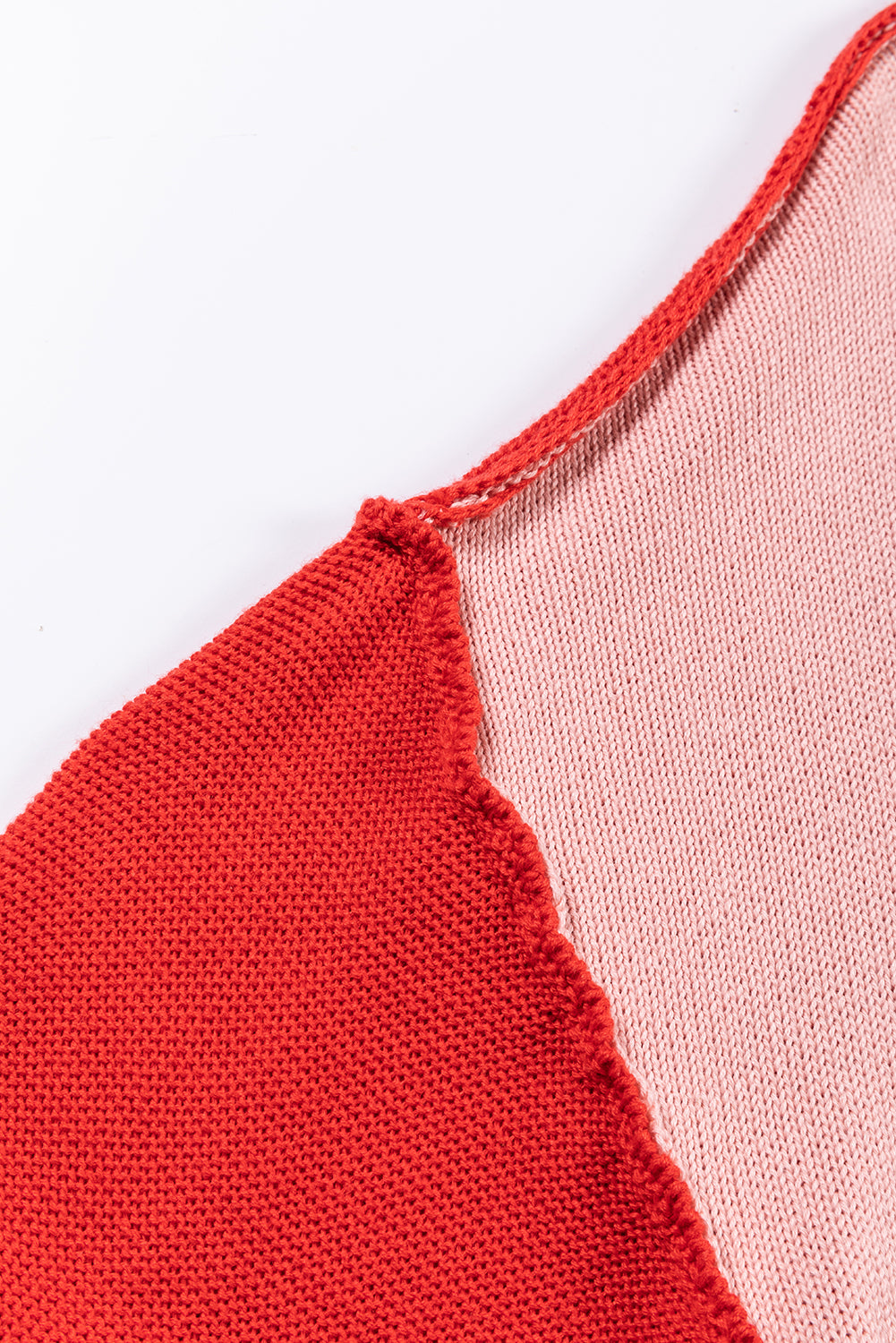Rosa Colorblock Pullover mit gerippten Ärmeln