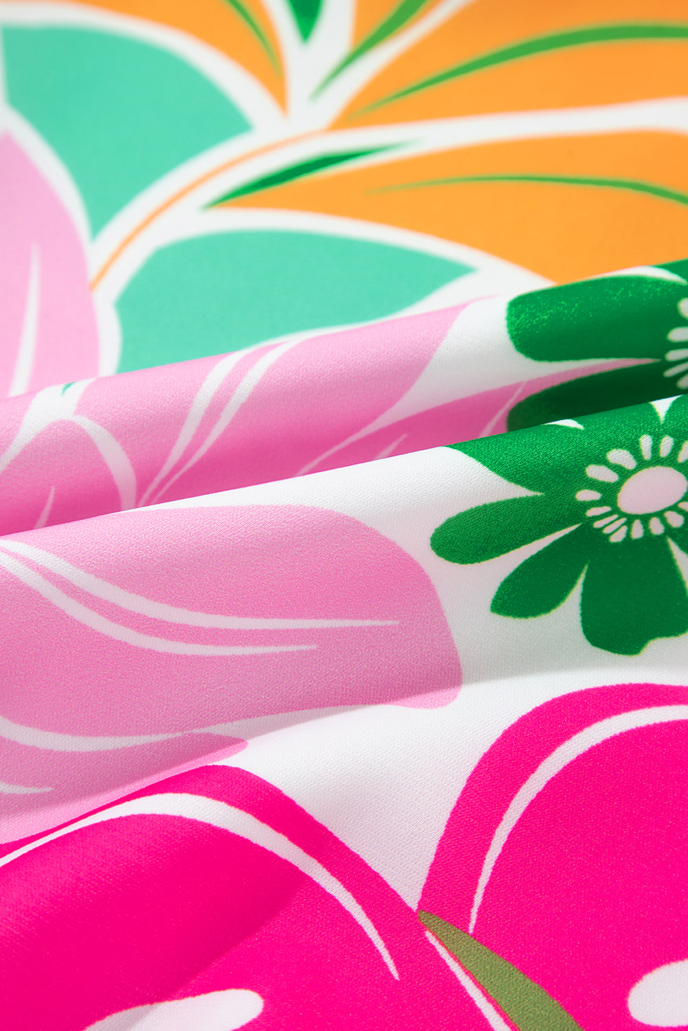 Grünes mehrfarbiges botanisches Bubble Sleeve Minikleid