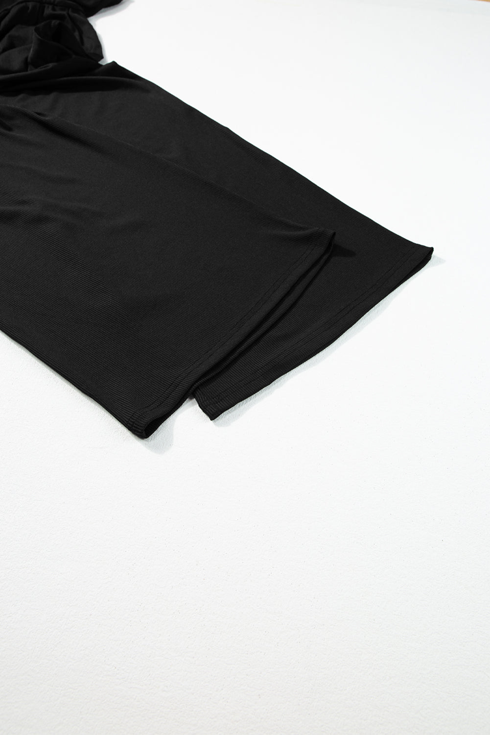 Schwarzes weites bein mit hoher taille sexy v-ausschnitt cami jumpsuit