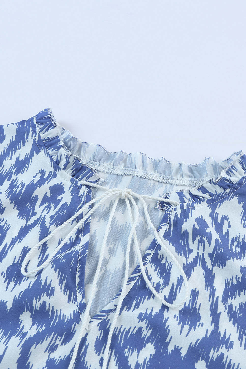 Himmelblau V-Ausschnitt Casual Geometric Print Maxikleid