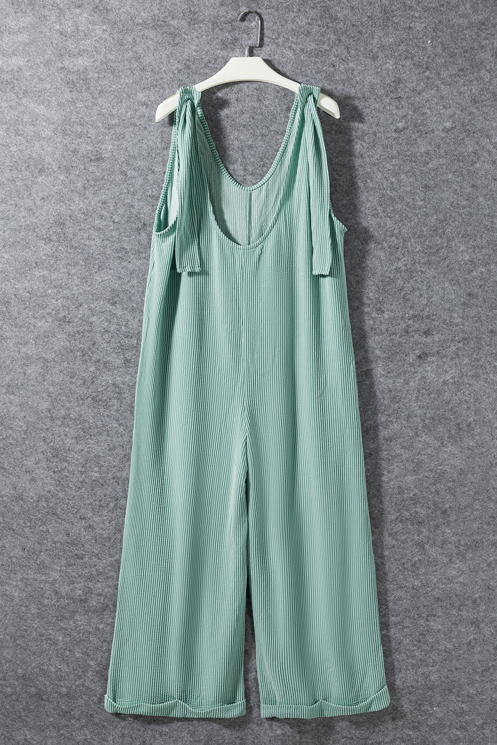 Moonlight jade kordelzug riemen v-ausschnitt weites bein jumpsuit