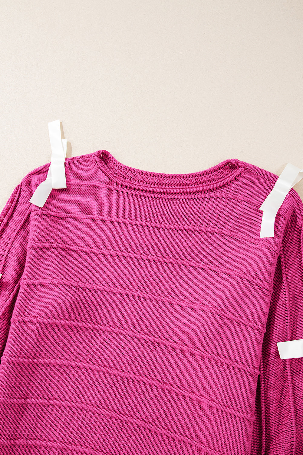 Rose red bow knot cut out rundhalsausschnitt loose sweater