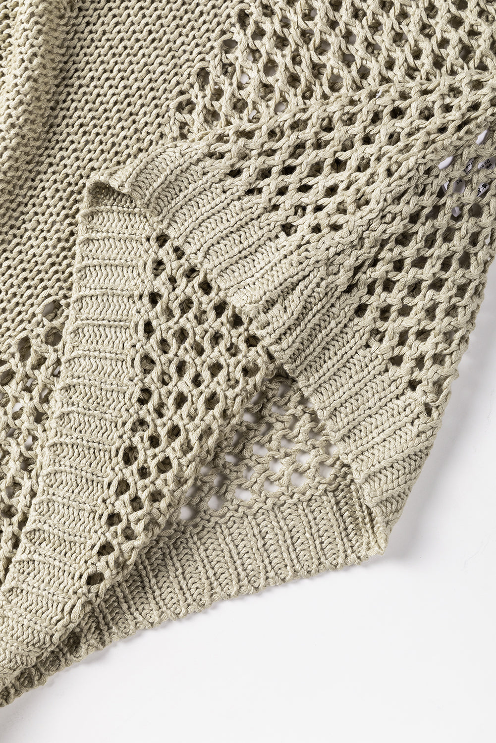 Light french beige star pointelle knit baggy sweater