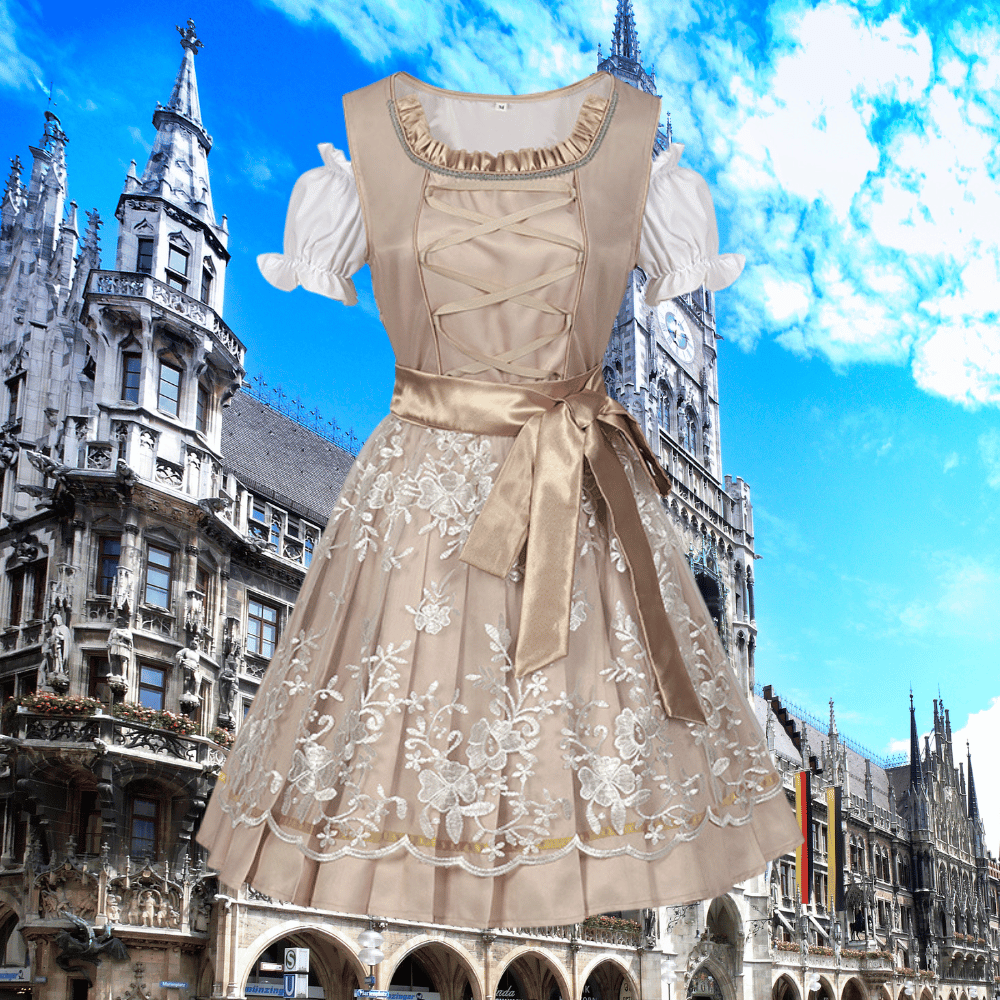 Rivara | Dirndlkleid mit bestickter Schürze und schimmernder Optik für Frauen