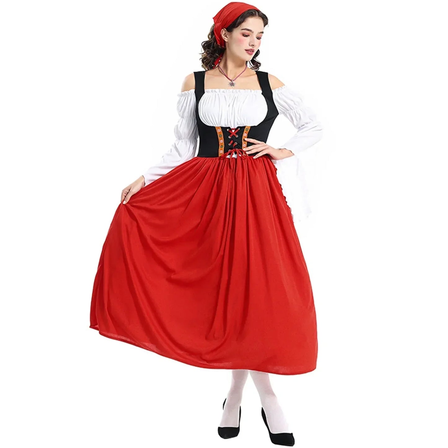 Julianna | lang dirndl mit schnürmieder und farbvielfalt für frauen