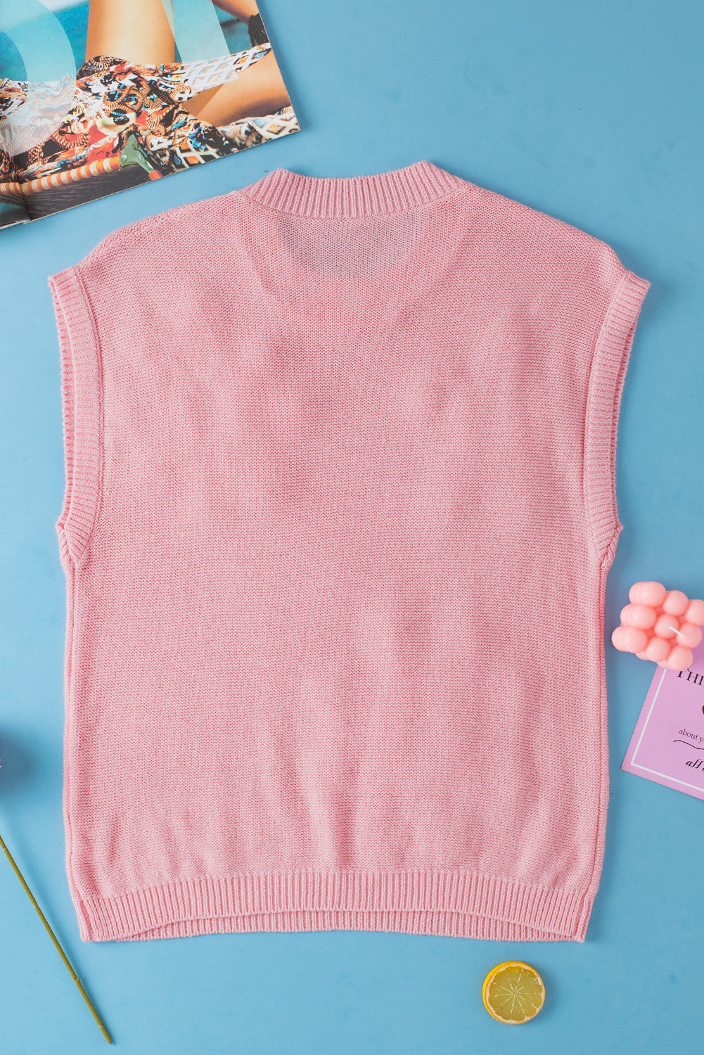 Rosa multi crochet flower knit kurzarm pullover top