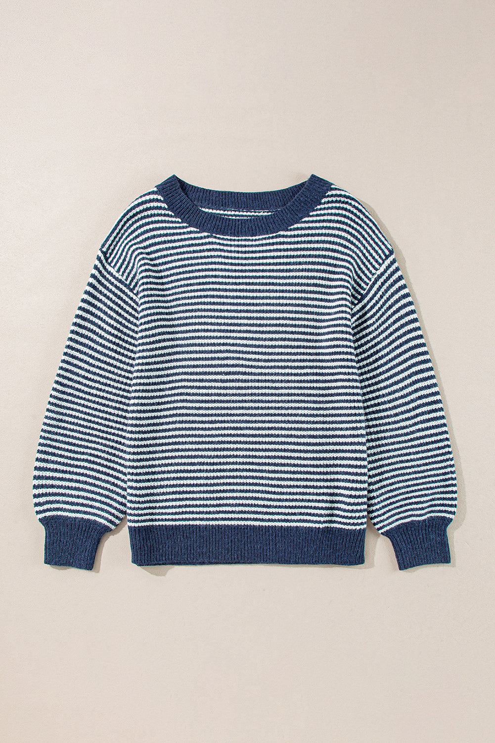 Segelblau gestreift laterne ärmel drop shoulder gemütlichen pullover