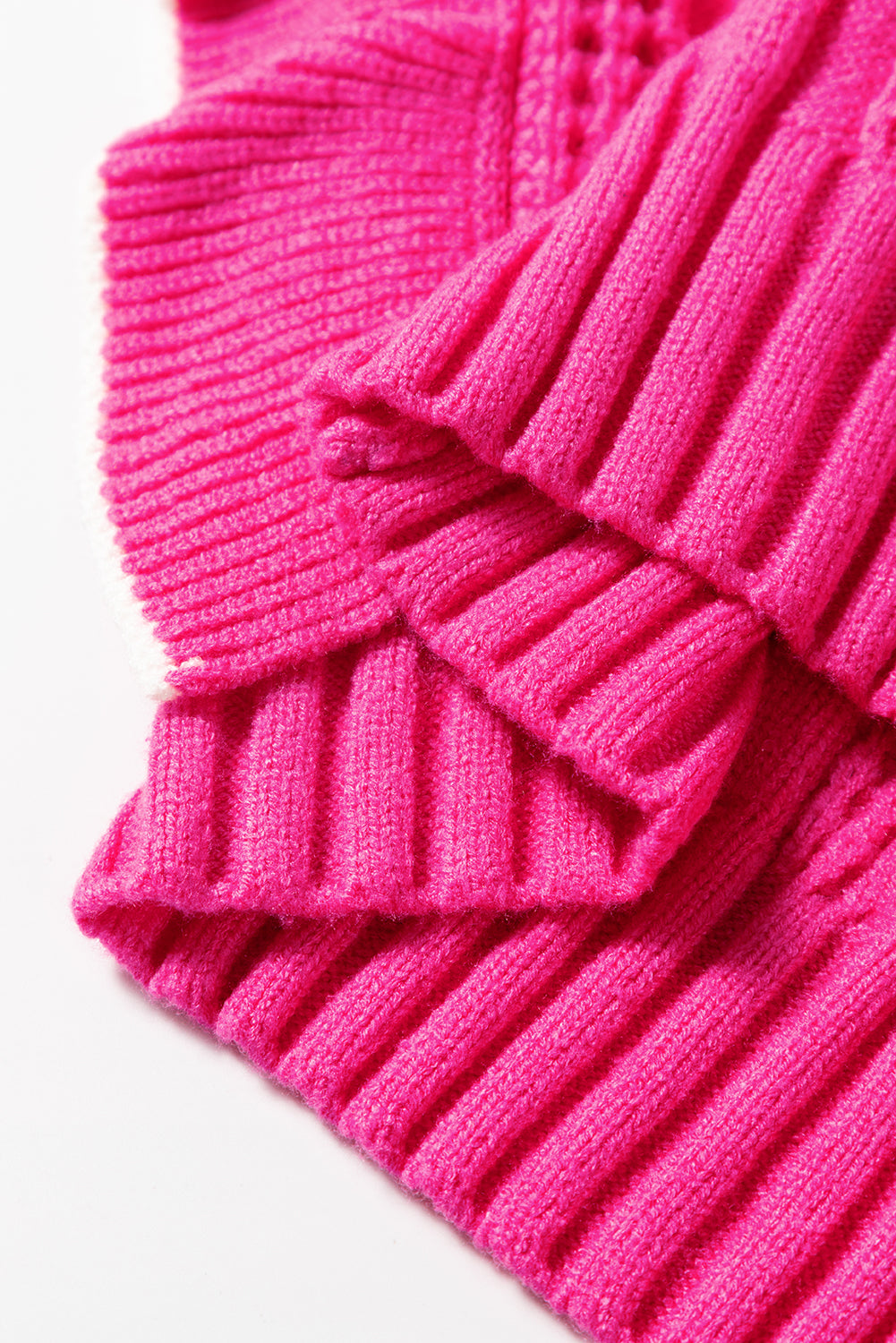 Erdbeerrosa strukturierter strick mit gerafftem halsausschnitt pullover tank