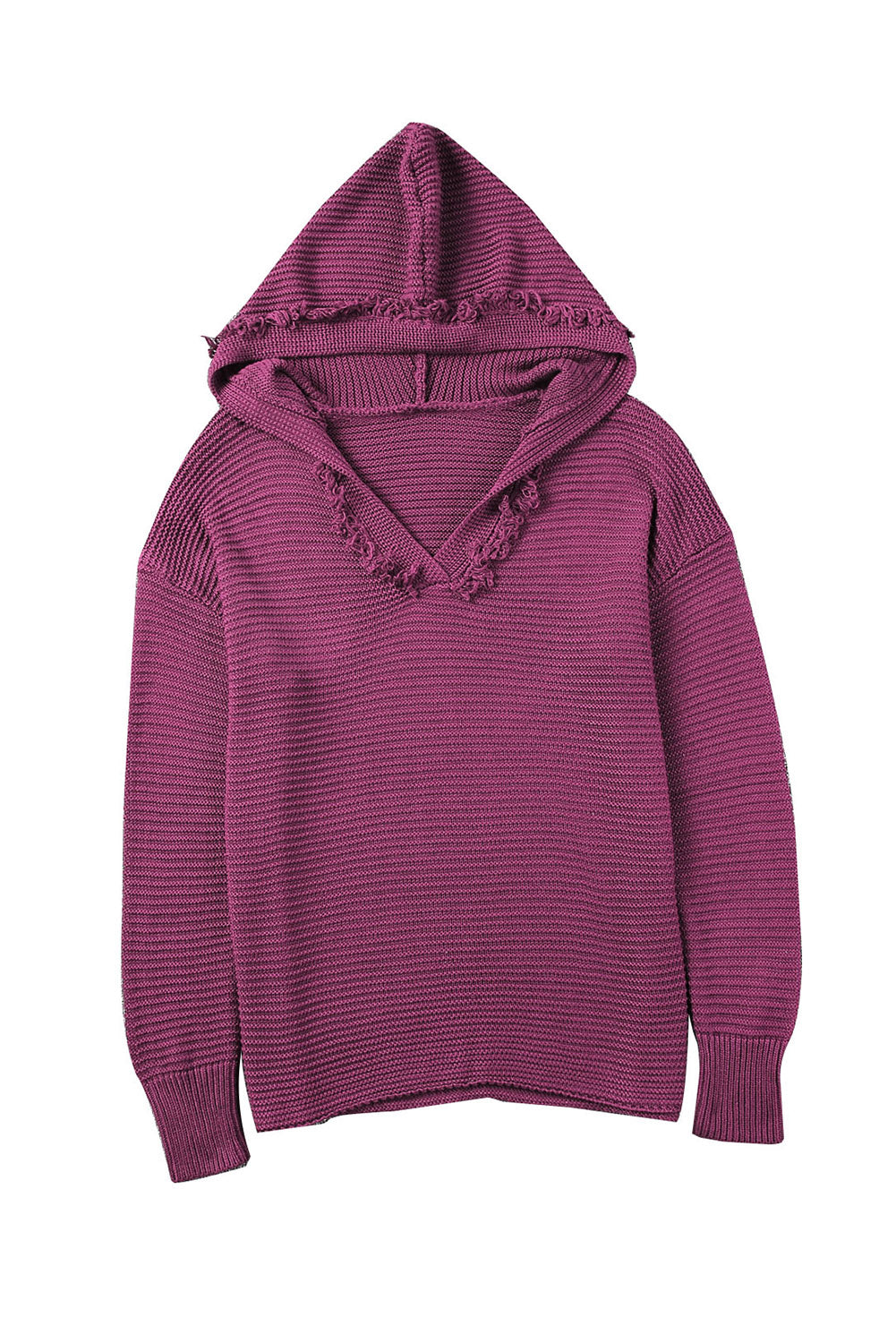 Kapuzenpullover mit v-ausschnitt und gerippter schulterpartie