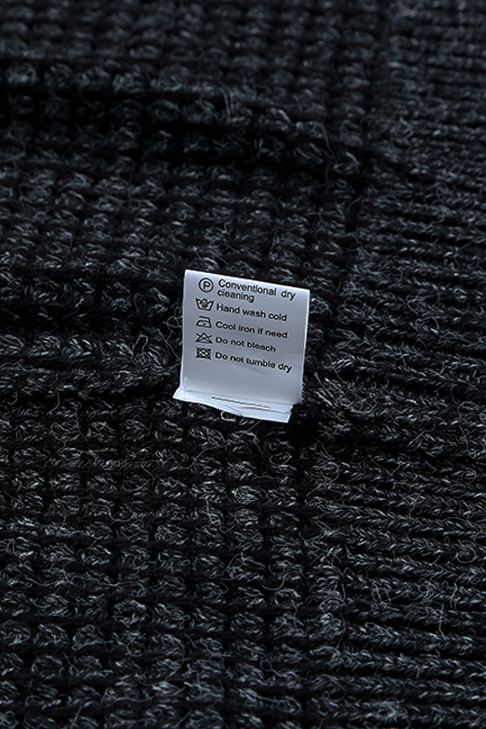Schwarz karierter strickcardigan mit offener vorderseite