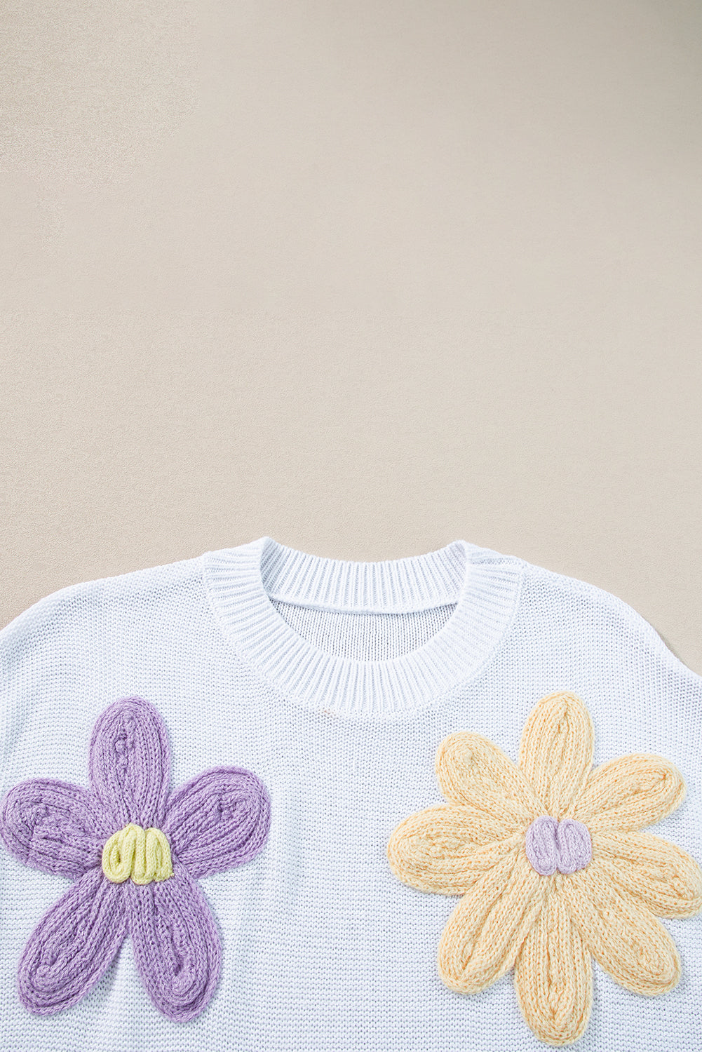 Weiß multi häkeln blume stricken kurze ärmel pullover tops